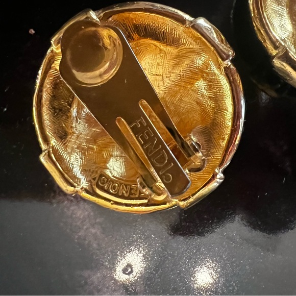 Rare Fendi FF Earrings - Gold Clip On Earrings - Picture 7 of 7